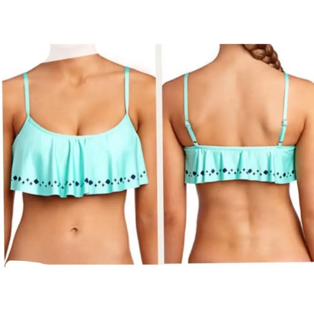 Splendid Sunblock Ruffle crop bikini swim top